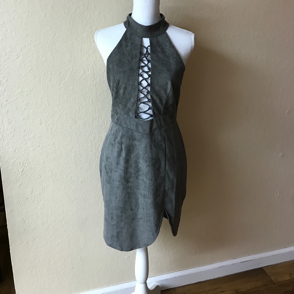 Selfie Leslie Gray Suede Dress